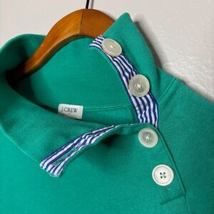 J. Crew Wide Button-Collar Pullover Sweatshirt in Cloudspun Fleece